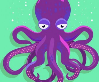 章鱼动物绘画紫罗兰色卡通素描
