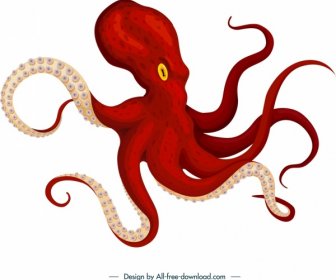 Oktopus-Symbol 3d Rote Umrandung