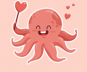 Octopus Icons Cute Funny Cartoon Character Sketch