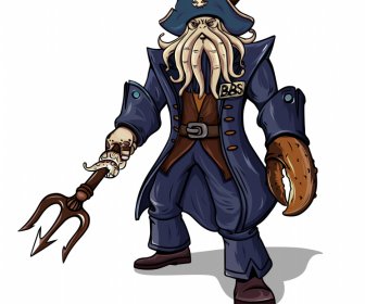 octopus super hero character icon flat cartoon design