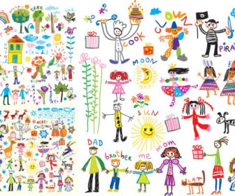 Seni Vektor Latar Belakang Anak-anak Bahagia