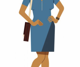 Office Lady ícone Colorido Personagem Dos Desenhos Animados