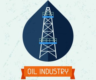 Oil Industry Elements With Grunge Background