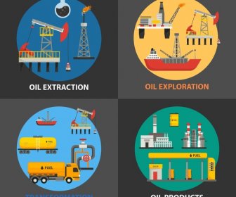 oil supply chain concept isolated with various processes