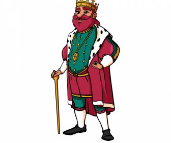 古い王のアイコン面白い漫画のキャラクタースケッチ