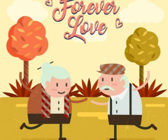 Old Love Background Cute Aged Couple Retro Design