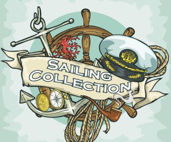 Old Retro Sailing Labels Vectors