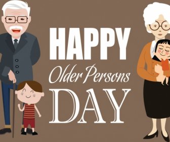 Older Persons Day Banner Adult Infant Icons