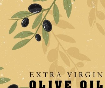 Olive Oil Advertising Fruit Icon Dark Retro Design
