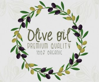 橄欖油廣告果圓形圖標裝潢花環