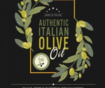 L'huile D'olive Fruits Verts Icône Sombre Publicité Conception