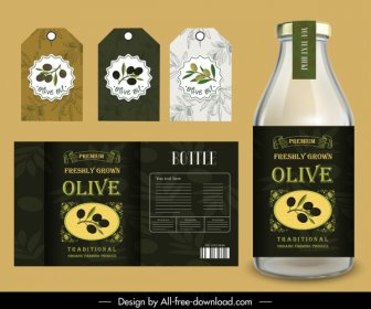 橄欖油標籤範本優雅平坦裝飾。