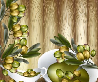 Olives Et Vecteur D’huile D’olive