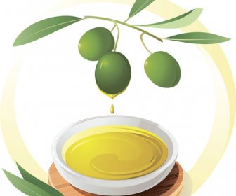 Olives Et Huile D’olive Vecteur 2