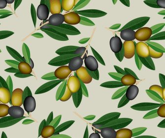 Olives Seamless Pattern Vector