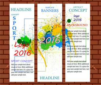 Olympic 2016 Banners Templates With Vertical Colorful Style