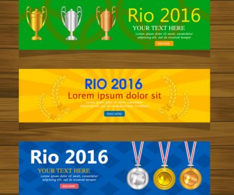 Olympic Rio 2016 Banner Setzt Mit Horizontalen Design