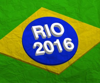 Ilustración De Vector De Olímpico Rio 2016 Con La Bandera De Brasil