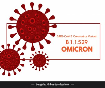 Virus Covid-19 Varian Omicron Banner Desain Datar Cerah