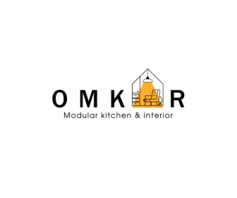 Template Logo Omkar Dekorasi Teks Furnitur Rumah Datar