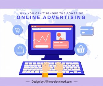 Online-Werbung Banner Computer Ecommerce Benutzeroberfläche Skizze