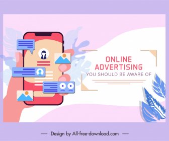 Online-Werbung Banner Smartphone Digitale Kommunikation Handskizze