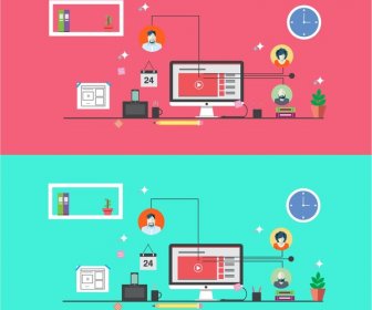 Online Communication Design On Various Colored Backgrounds