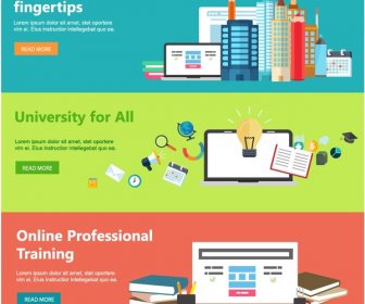 Online Education Web Design Templates With Horizontal Style