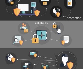 Online Information Security Concepts Illustration With Various Icons