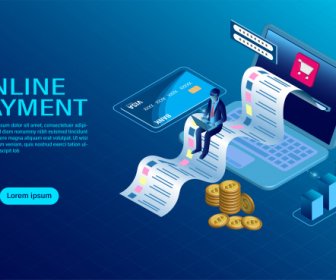 Online-Zahlung Mit Computer-Schutz Des Geldes In Laptop-Transaktionen Moderne Flache Design Isometrische Illustration