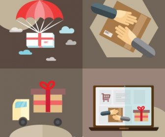 Online Shopping And Delivery Concept Illutration