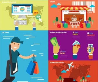 Online Shopping Concepts Illustration With Various Design Elements