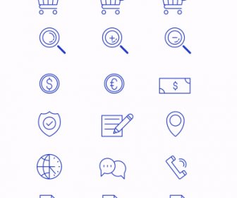 Online-Shopping-Icons-Sammlung Einfache Flache Skizze