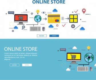 Online Store Web Design With Infographic Illustration