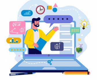 çevrimiçi çalışma Arka Plan Bilgisayar öğretim Elemanı Eğitim öğeleri Kroki