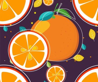 Orange Background Colored Flat Design Slices Icons