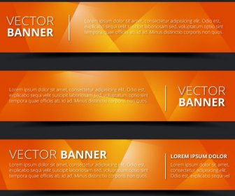Latar Belakang Oranye Horizontal Banner Di Vector Set