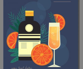 オレンジ飲料広告バナー カラフルなフラット クラシックな内装