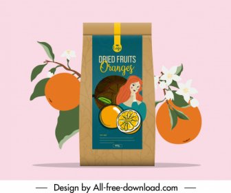 オレンジフルーツパッケージ広告エレガントな古典的な手描き
