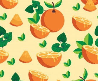 オレンジ色のフルーツパターン明るい色の古典的なスケッチ
