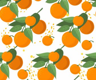Patrón De Fruta Naranja Brillante Diseño Clásico Elegante