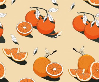 Orange Fruits Pattern Classical Handdrawn Design