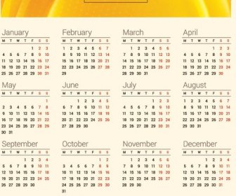 Kalendervorlage Orange Header16