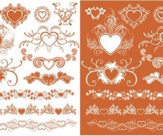 Elementos De Design Do Coração Laranja Para Cartão Projeto Valentine Vector