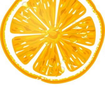 Icon Jeruk Kuning Datar Slice Closeup Dekorasi