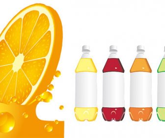 Arancia Succo E Bevande Bottiglia Vettoriale