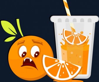 Orange Juice Background Funny Stylized Design Scary Emotion