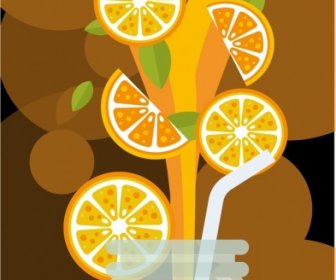 عصير البرتقال سكب جرة الزخارف الملونة تصميم الخلفية