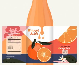 عصير البرتقال زجاجة قالب ديكور الرجعية الملونة