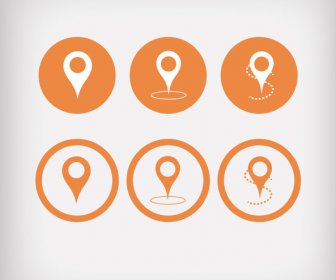 Orange Markierung Karte Vektor-icons